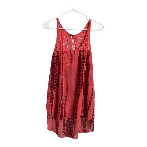 Free People Tank Top Womens Blouse Shirt XS Crochet Boho Sheer Flowy - Picture 1 of 5